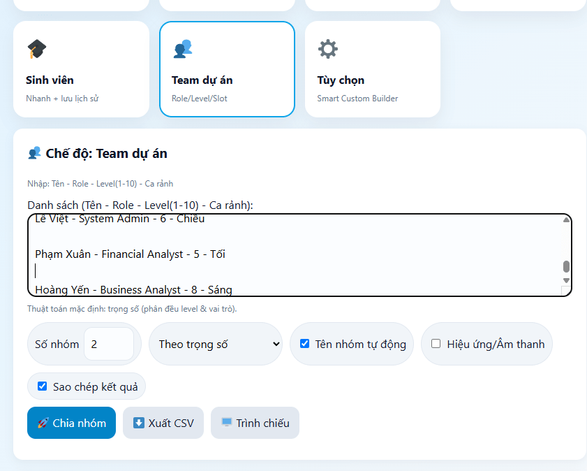 Chia nhóm ngẫu nhiên Chia nhóm ngẫu nhiên