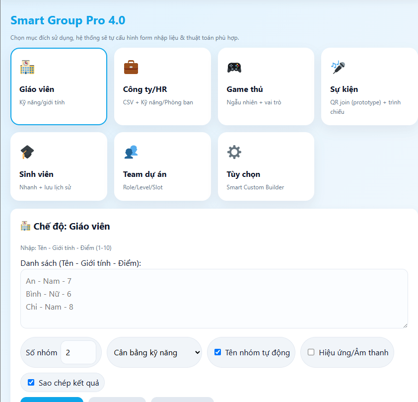 Chia nhóm ngẫu nhiên Chia nhóm ngẫu nhiên